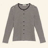 AMELIE TEE -- BLACK NANTUCKET STRIPE