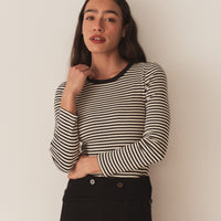 ANNIE TEE -- BLACK VENETIA STRIPE