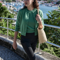 CLAUDINE CARDIGAN -- LIGHT KELLY GREEN