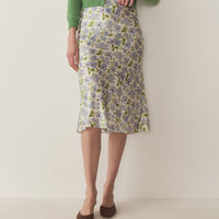 ELOWENA SKIRT -- IVORY STRAWBERRY MOON FLORAL