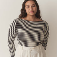PAULETTE TEE -- NAVY NANTUCKET STRIPE