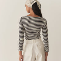 PAULETTE TEE -- NAVY NANTUCKET STRIPE