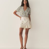 SALONA TOP -- IVORY STRAWBERRY MOON FLORAL