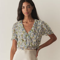 SALONA TOP -- IVORY STRAWBERRY MOON FLORAL
