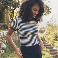 VIVI TEE -- NAVY NANTUCKET STRIPE